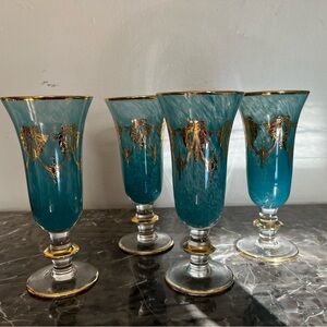 Vintage Interglass Italy Medici 24K  goblets